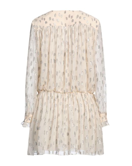 Céline Natural Cream Mini Dress Silk, Metallic Polyester
