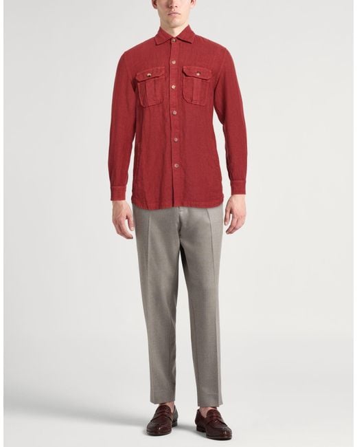 Boglioli Red Shirt Linen for men