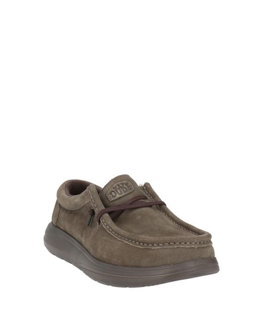 HeyDude Gray Lace-Up Shoes Textile Fibers for men