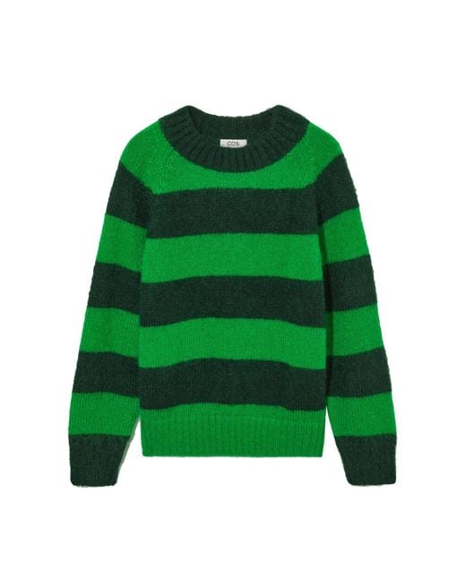 COS Green Regular-fit Striped Jumper