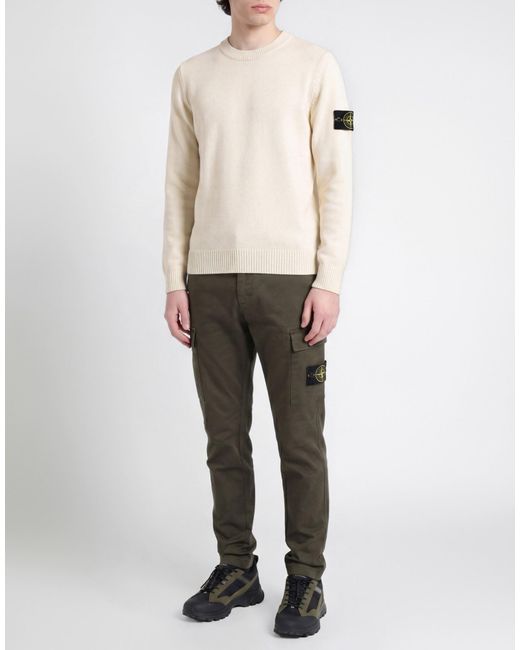 Stone Island White Cream Sweater Virgin Wool, Polyester for men
