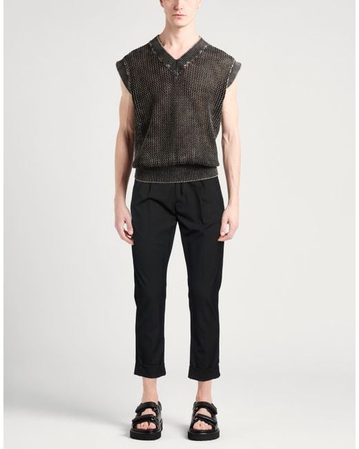 Messagerie Black Pants Wool, Viscose, Elastane for men