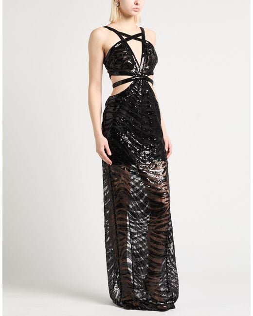 Just Cavalli Black Maxi Dress Polyester, Polyamide