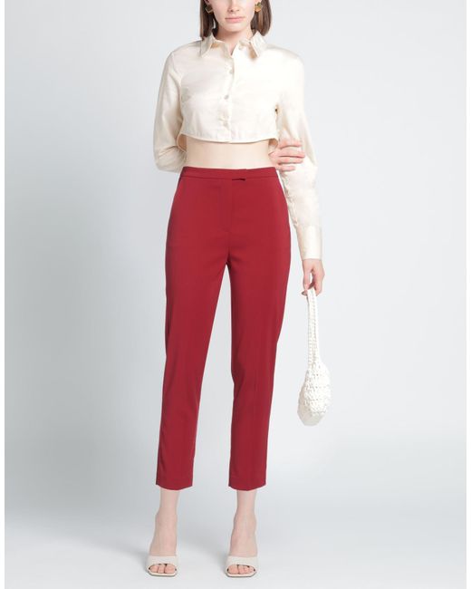 Patrizia Pepe Red Brick Pants Polyester, Elastane