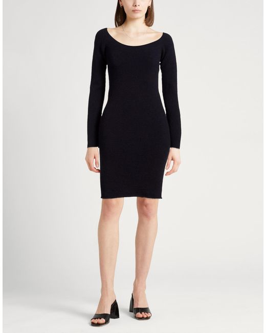 Semicouture Black Midnight Mini Dress Virgin Wool, Polyamide, Cashmere, Elastane