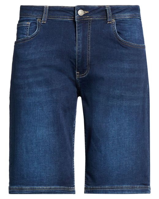 Fred Mello Blue Denim Shorts Cotton, Elastane for men