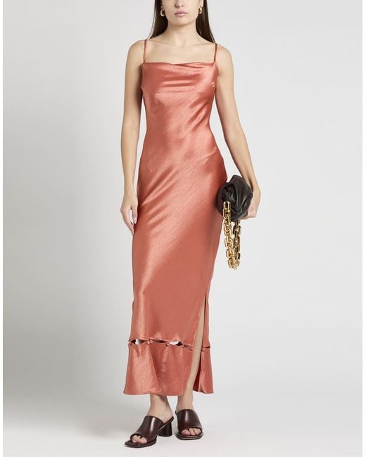 Nanushka White Rust Maxi Dress Triacetate, Polyester