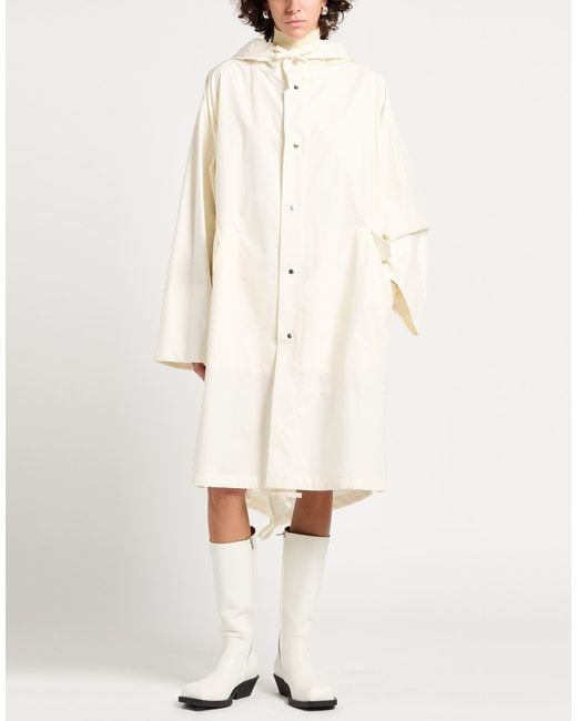 Jil Sander White Ivory Overcoat & Trench Coat Cotton