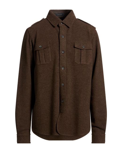 Sease Brown Chocolate Shirt Virgin Wool for men