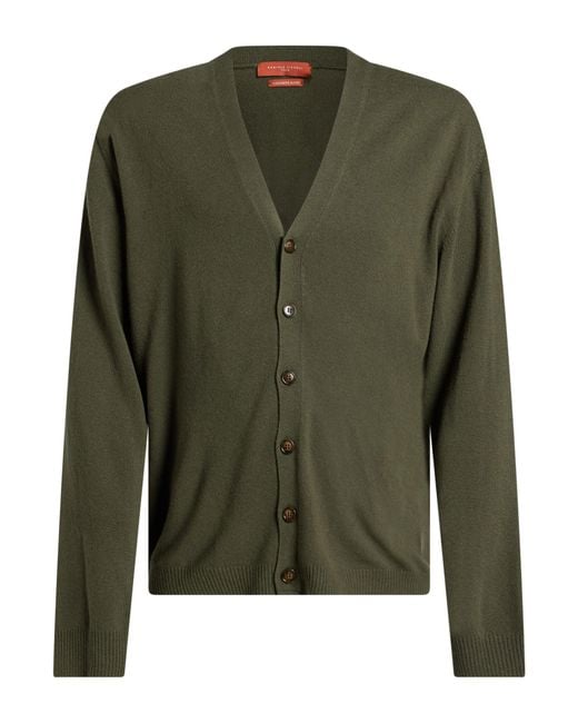 Daniele Fiesoli Green Military Cardigan Merino Wool, Cashmere for men