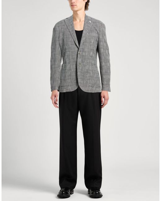 Luigi Bianchi Gray Blazer Cotton, Silk for men
