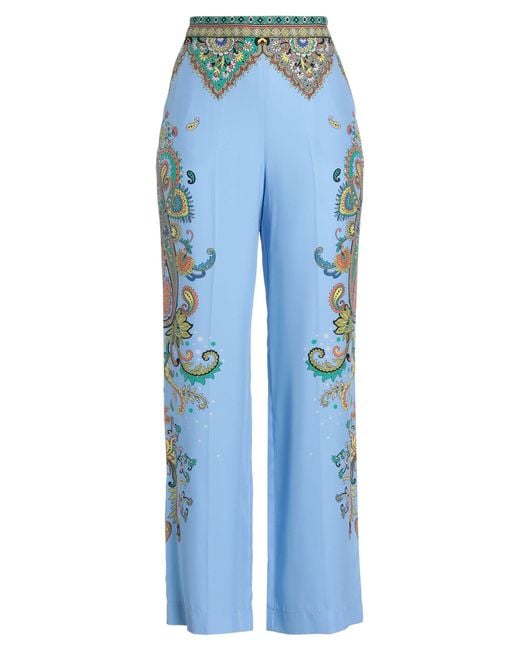 Etro Blue Pants Silk
