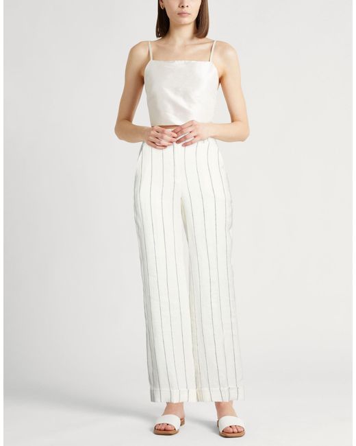 Peserico White Pants Linen