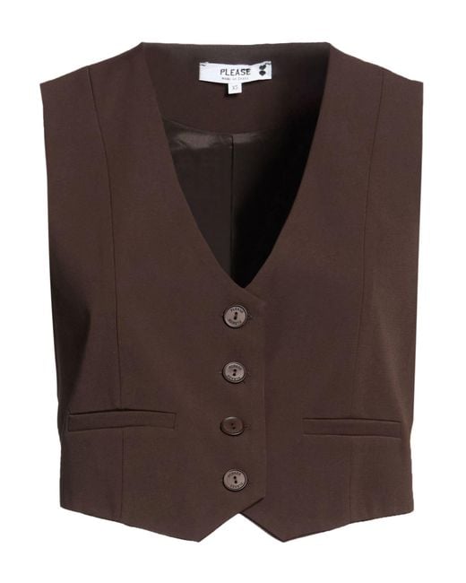 Please Brown Chocolate Tailored Vest Polyester