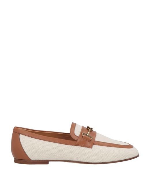 Tod's White Dark Loafers Textile Fibers, Leather