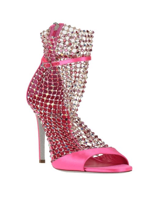 Rene Caovilla Pink Fuchsia Ankle Boots Textile Fibers