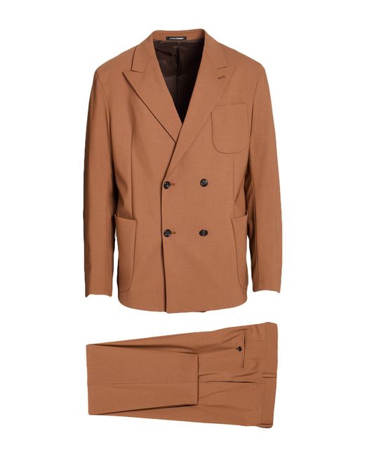 Emporio Armani Brown Suit Virgin Wool, Elastane for men