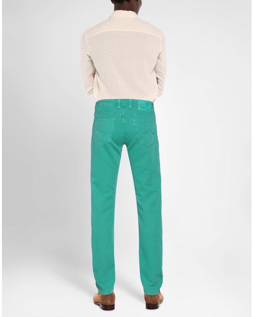 Jacob Coh?n Green Emerald Pants Cotton, Linen for men
