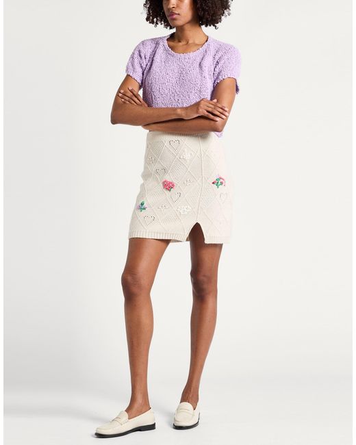 Twinset Natural Marco Rambaldi X Mini Skirt Polyamide, Viscose, Wool, Cashmere