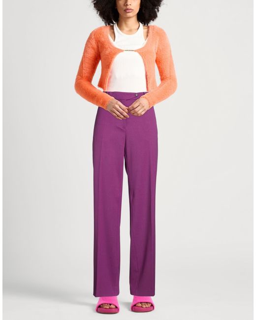 N°21 Purple Mauve Pants Polyester, Wool, Elastane
