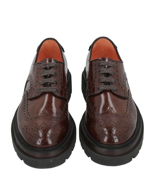 Santoni Brown Lace-Up Shoes Leather for men