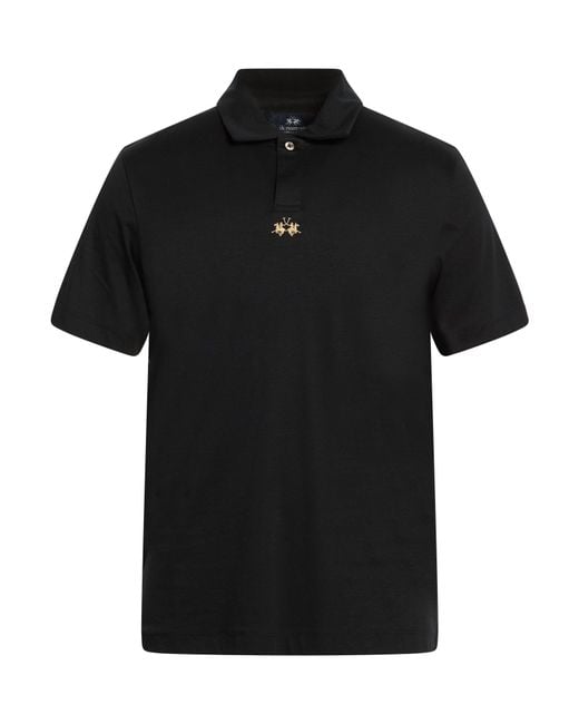 La Martina Black Polo Shirt Cotton for men