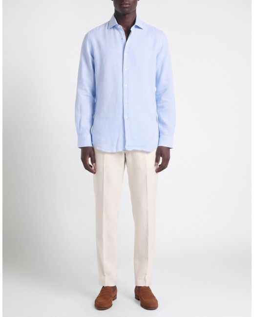 Barba Napoli Blue Culto Sky Shirt Linen for men