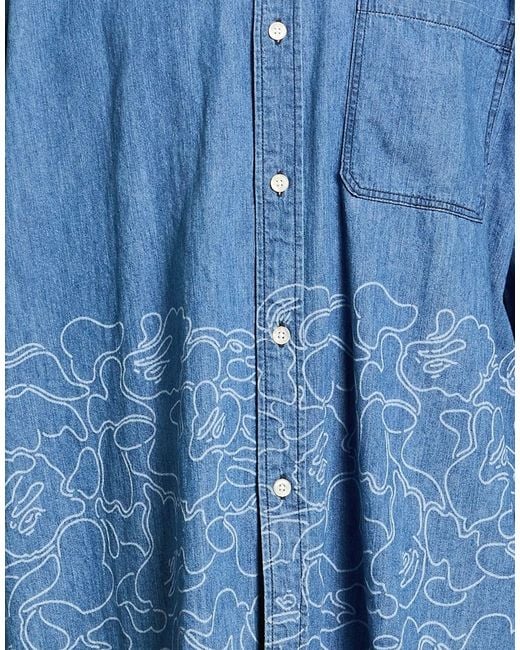 A Bathing Ape Blue Denim Shirt Cotton for men