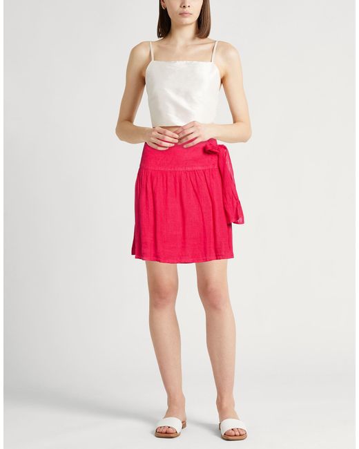 120% Lino Red Mini Skirt Linen