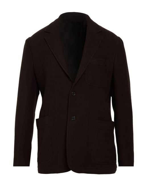Caruso Black Dark Blazer Wool, Polyamide for men