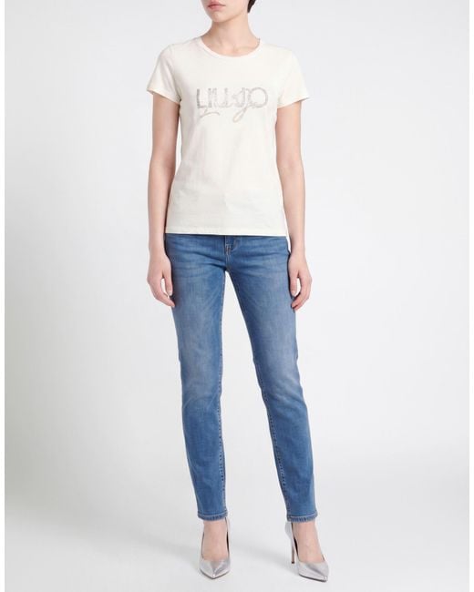 Liu Jo White Ivory T-Shirt Cotton
