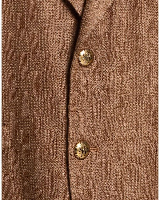 Gabriele Pasini Brown Blazer Linen, Polyester for men