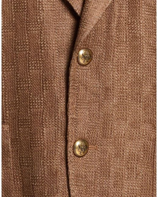 Gabriele Pasini Brown Blazer Linen, Polyester for men