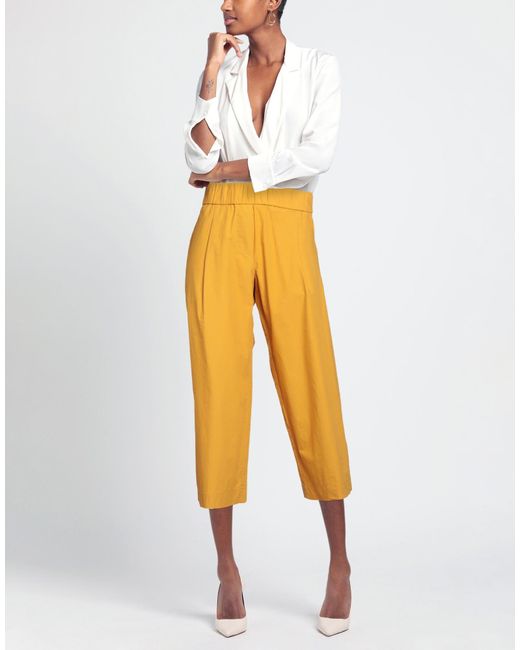 ALESSIA SANTI Orange Mustard Pants Cotton
