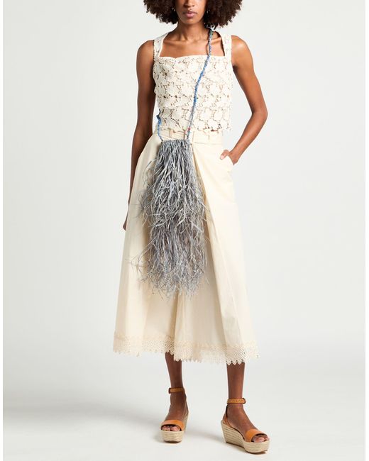 MADE FOR A WOMAN White Pastel Cross-Body Bag Synthetic Raffia