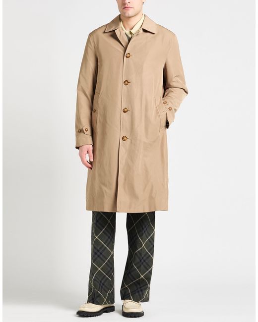 Burberry Natural Camel Overcoat & Trench Coat Polyester for men