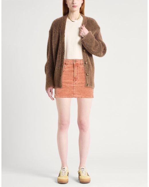 Isabel Marant Pink Tan Mini Skirt Cotton, Elastane