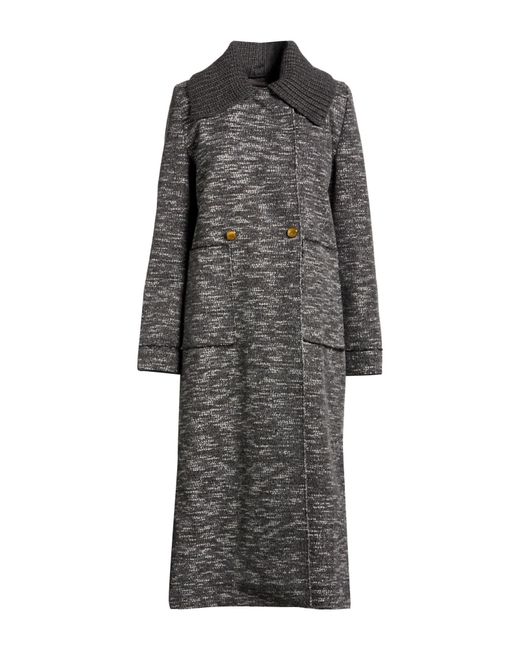 Antonia Zander Gray Coat Wool, Cotton, Polyamide, Polyester