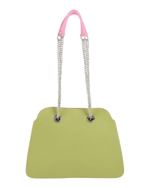 O bag Green Handbag Rubber, Textile Fibers