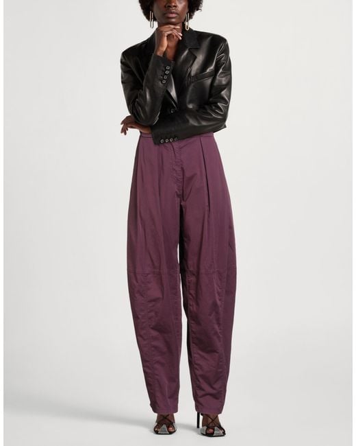 Pinko Purple Plum Pants Cotton, Elastane