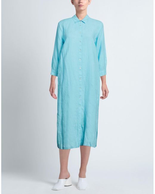 120% Lino Blue Midi Dress