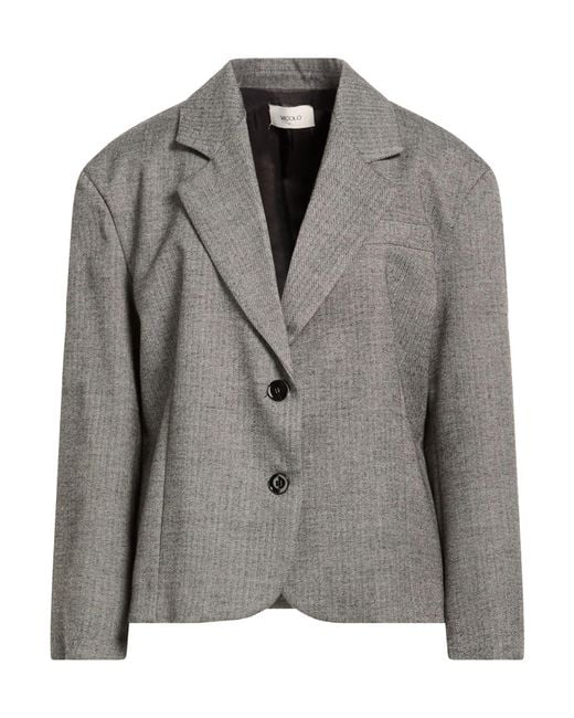 ViCOLO Gray Blazer Polyester, Viscose, Elastane