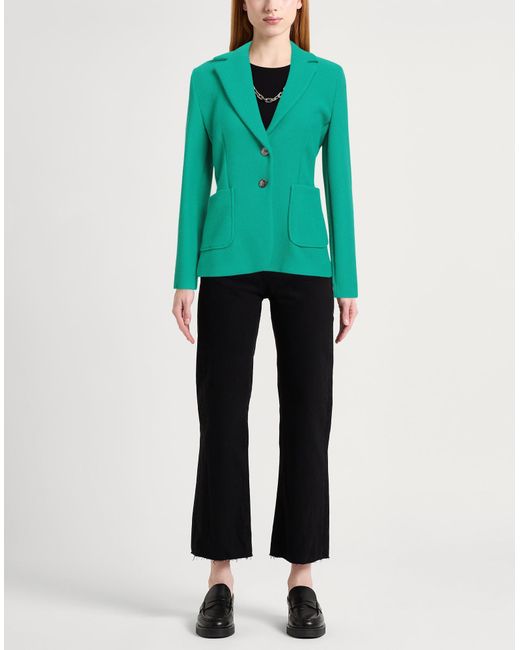 Marella Green Blazer Polyester, Viscose, Elastane