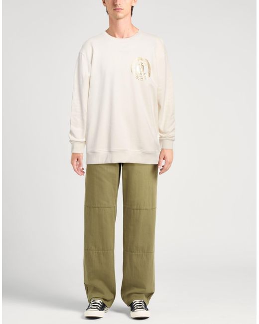 Just Cavalli White Ivory Sweatshirt Cotton, Elastane for men