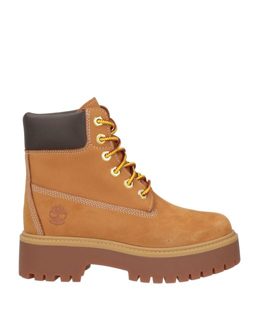 Timberland Brown Camel Ankle Boots Leather, Textile Fibers