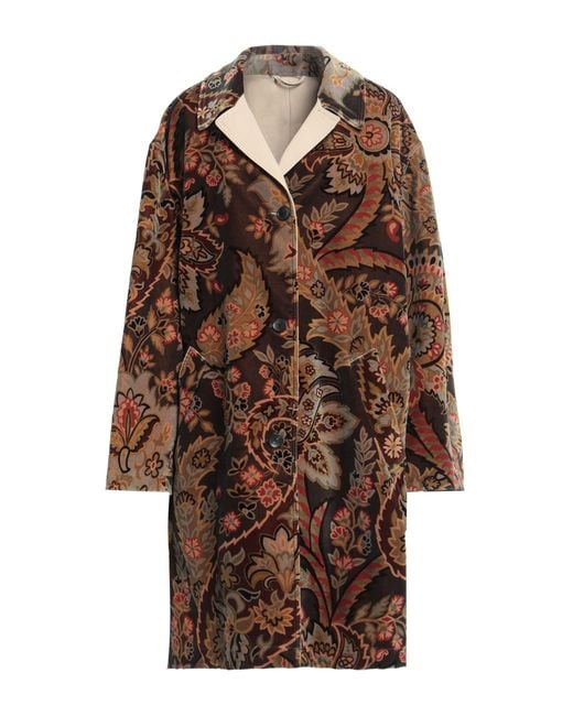 Etro Brown Khaki Coat Cotton, Elastane