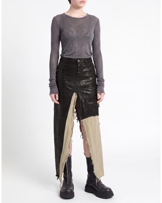 Rick Owens Black Maxi Skirt Cotton