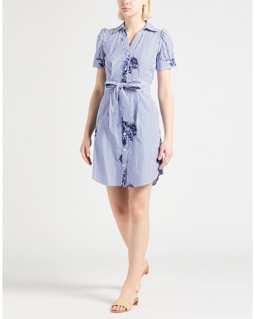 Karl Lagerfeld Blue Mini Dress Polyester, Cotton