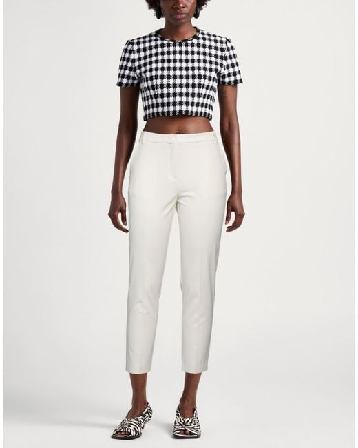 Pinko White Ivory Pants Polyester, Viscose, Elastane