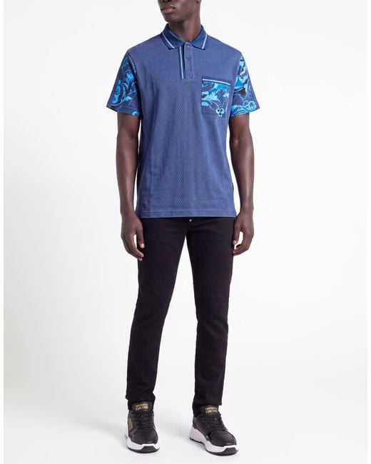 Versace Jeans Couture Blue Midnight Polo Shirt Cotton for men